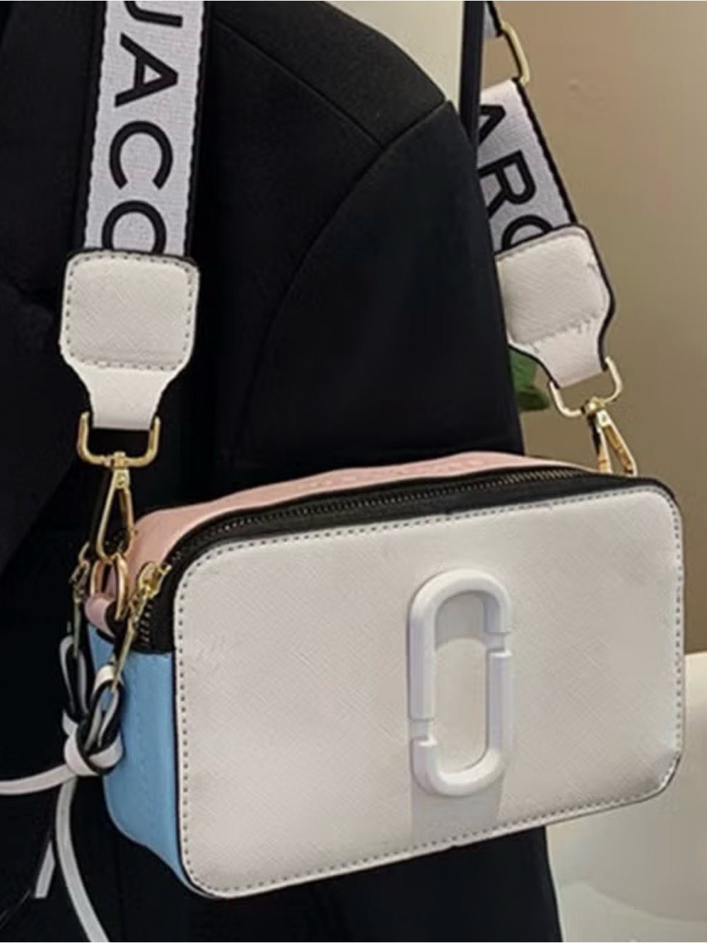NWOT Marc Jacobs White and Blush Crossbody with Branded Strap